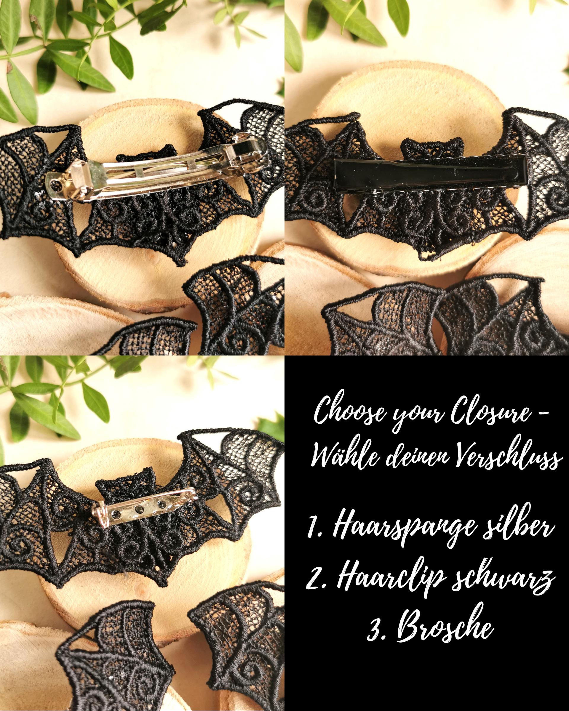 Fledermaus Haarspange mit Vogelschädel als Gothic Haarschmuck schwarz & Halloween Schmuck für Vampir Kostüm und Pagan Gothic Outfits -Hair Jewelry- BloodyBrilliants