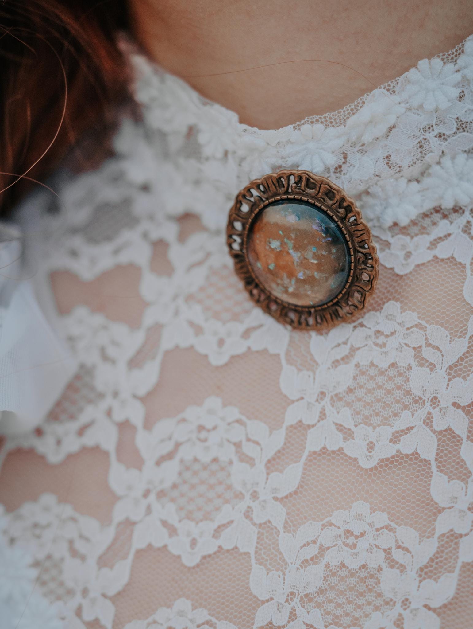 Haarspange & Brosche bronze als Steampunk Schmuckset in Wunschfarbe, Vintage Schmuck für Mittelalter Weihnachten, Dark Academia Accessoire -Jewelry Sets- BloodyBrilliants