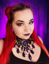 Gothic Choker schwarz Wunschfarbe mit Tropfen, aus Spitze mit farbigen Glassteinen als Gothic Schmuck und für Vampir Cosplay -Chokers- BloodyBrilliants