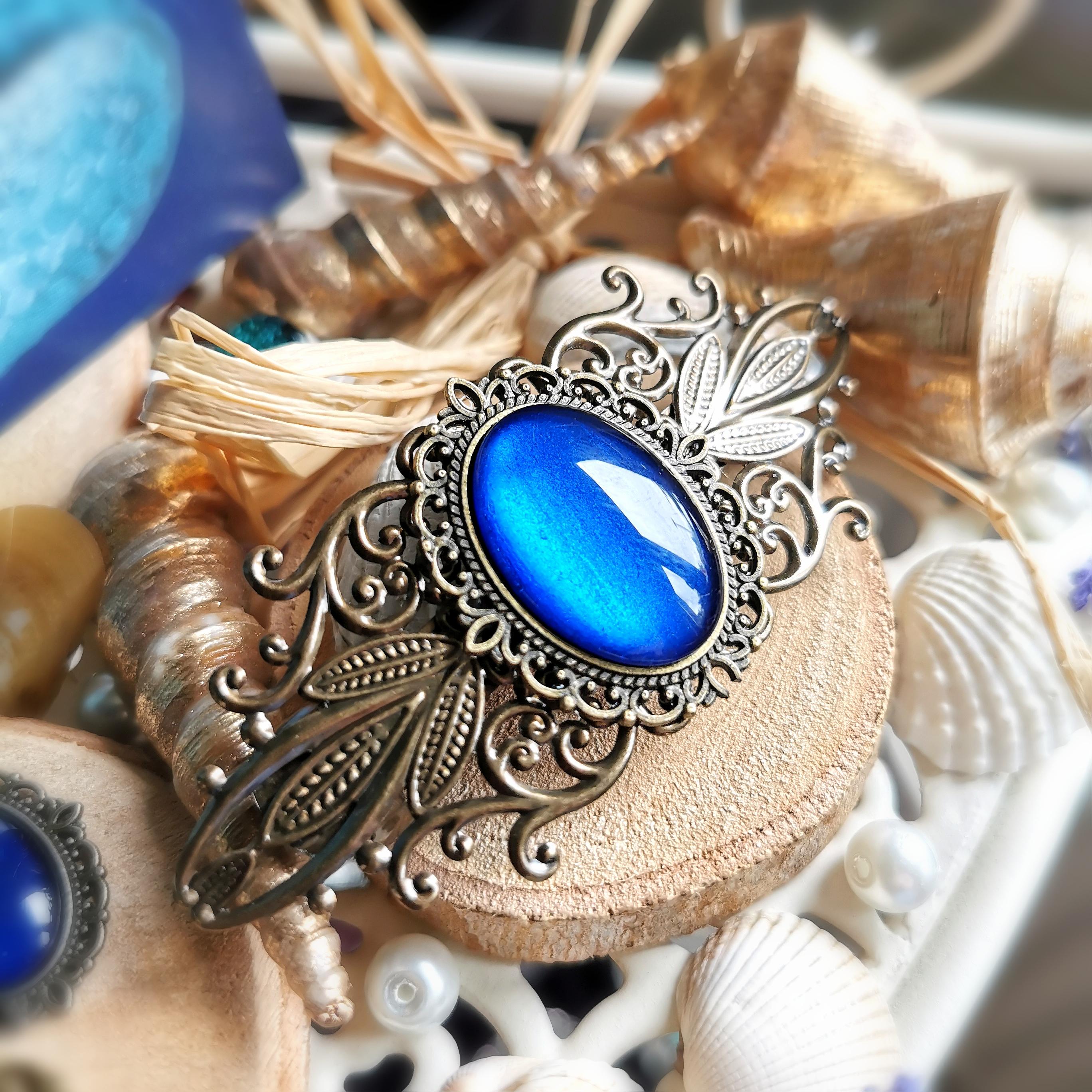 Haarspange silber Jugendstil als Gothic Schmuck, Mittelalterlicher Haarschmuck und Cosplay Accessoire als Dark Academia Geburtstagsgeschenk -Hair Jewelry- BloodyBrilliants