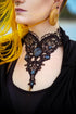 Collier filigran aus Spitze mit farbigen Cabochon Glassteinen für Steampunk Outfit und Gothic Hochzeit für Halloween Adventskalender -Chokers- BloodyBrilliants