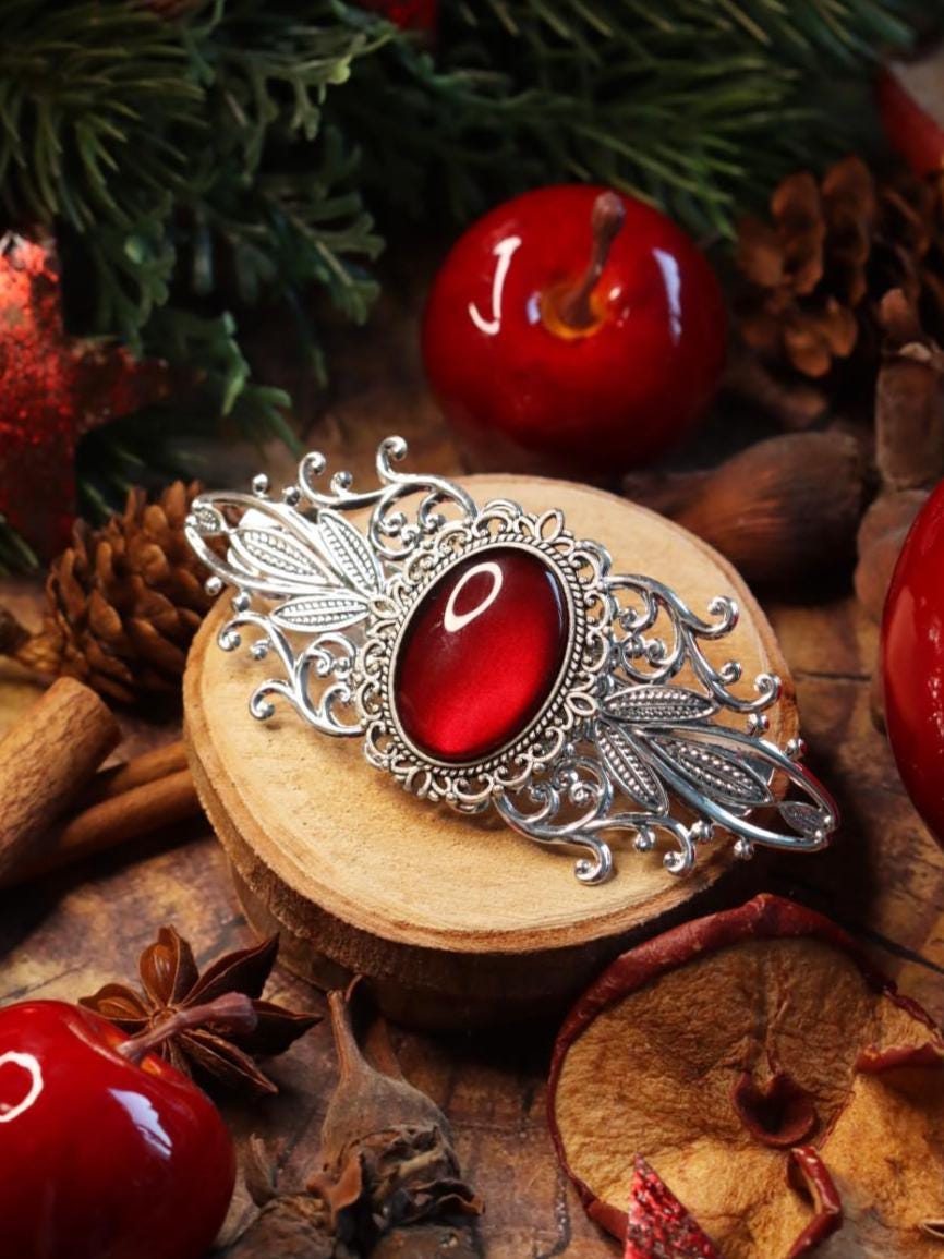 Fledermaus Schmuck Set in Wunschfarbe, Fledermaus Kettenanhänger und silberne Haarspange, Gothic Schmuck & Halloween Kette für Vampir Kostüm -Jewelry Sets- BloodyBrilliants