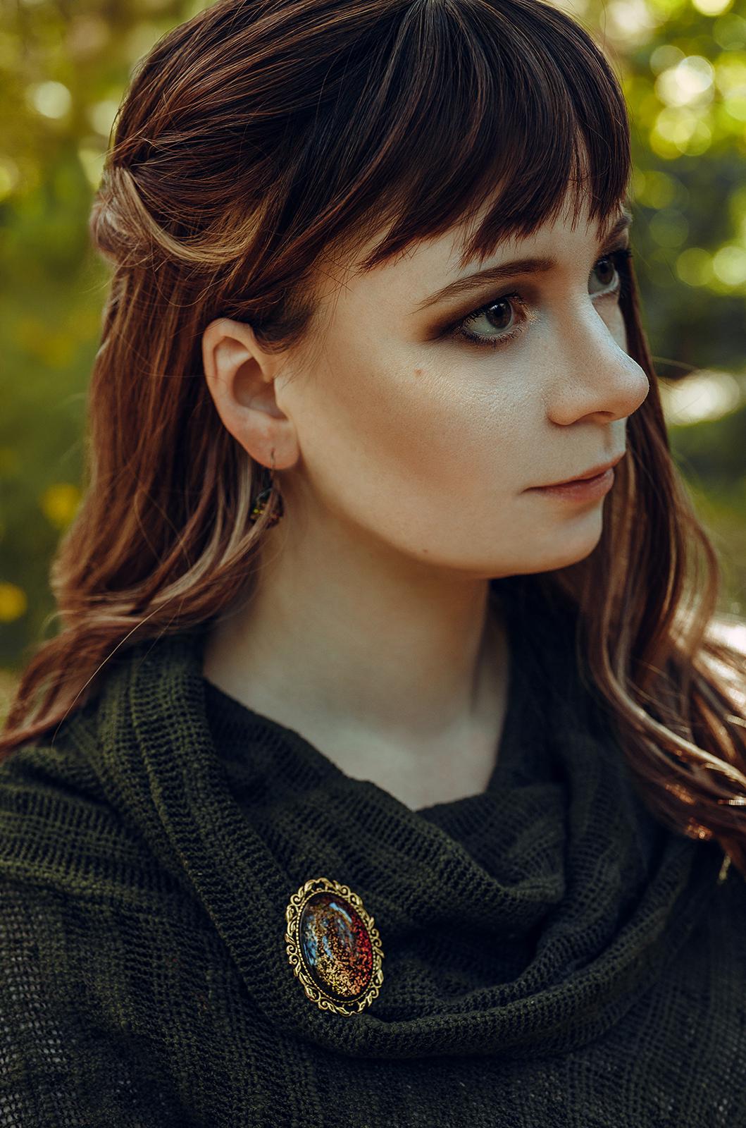 Haarspange & Brosche gold als Weihnachts Schmuckset in Wunschfarbe, Vintage Schmuck für Mittelalter Adventskalender Dark Academia Accessoire -Jewelry Sets- BloodyBrilliants