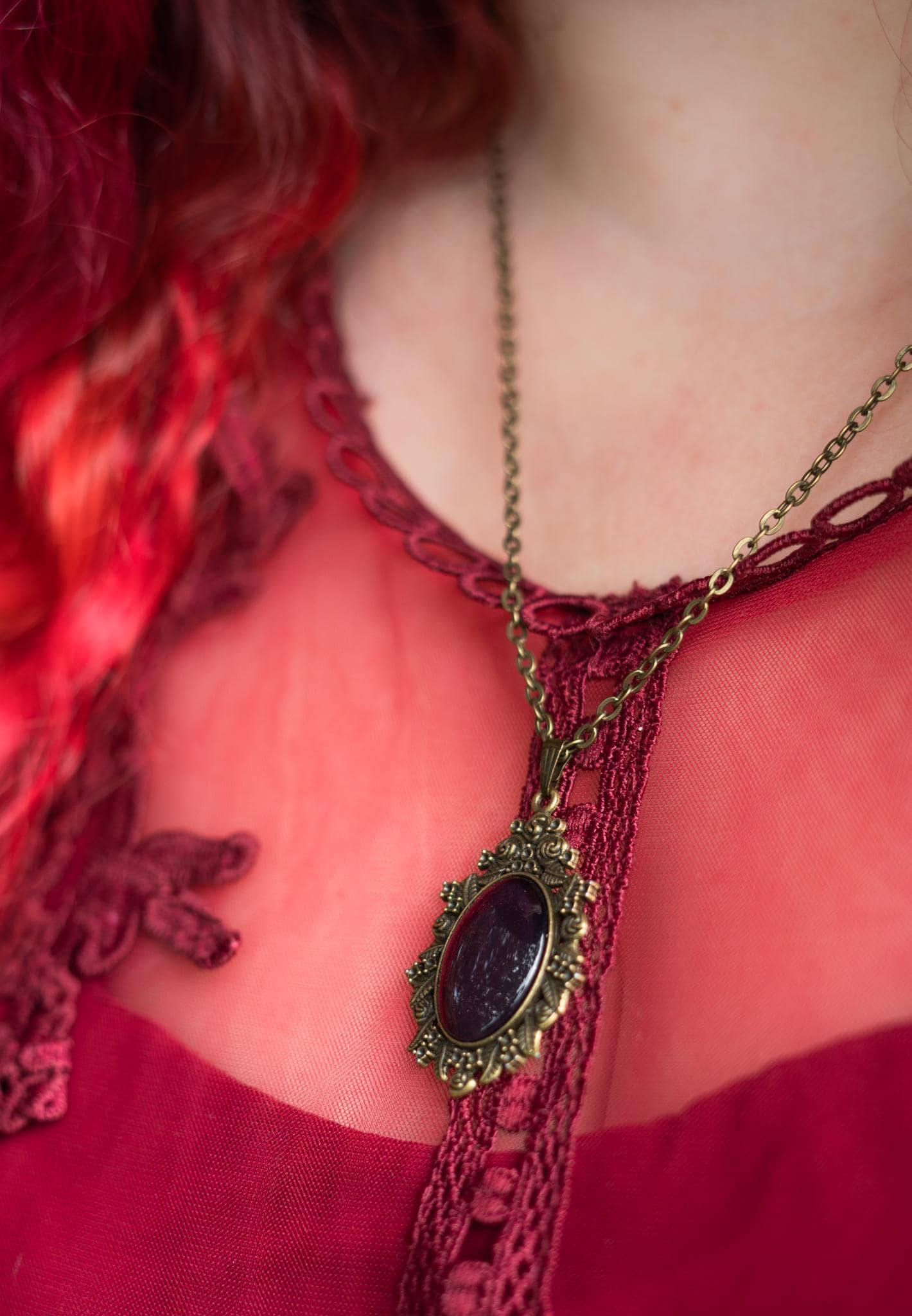 Steampunk Schmuck Set in Wunschfarbe, Rosen Kette & Ohrringe hängend, Vintage Schmuck im Dark Academia Style, Mittelalter Schmuck bronze -Jewelry Sets- BloodyBrilliants