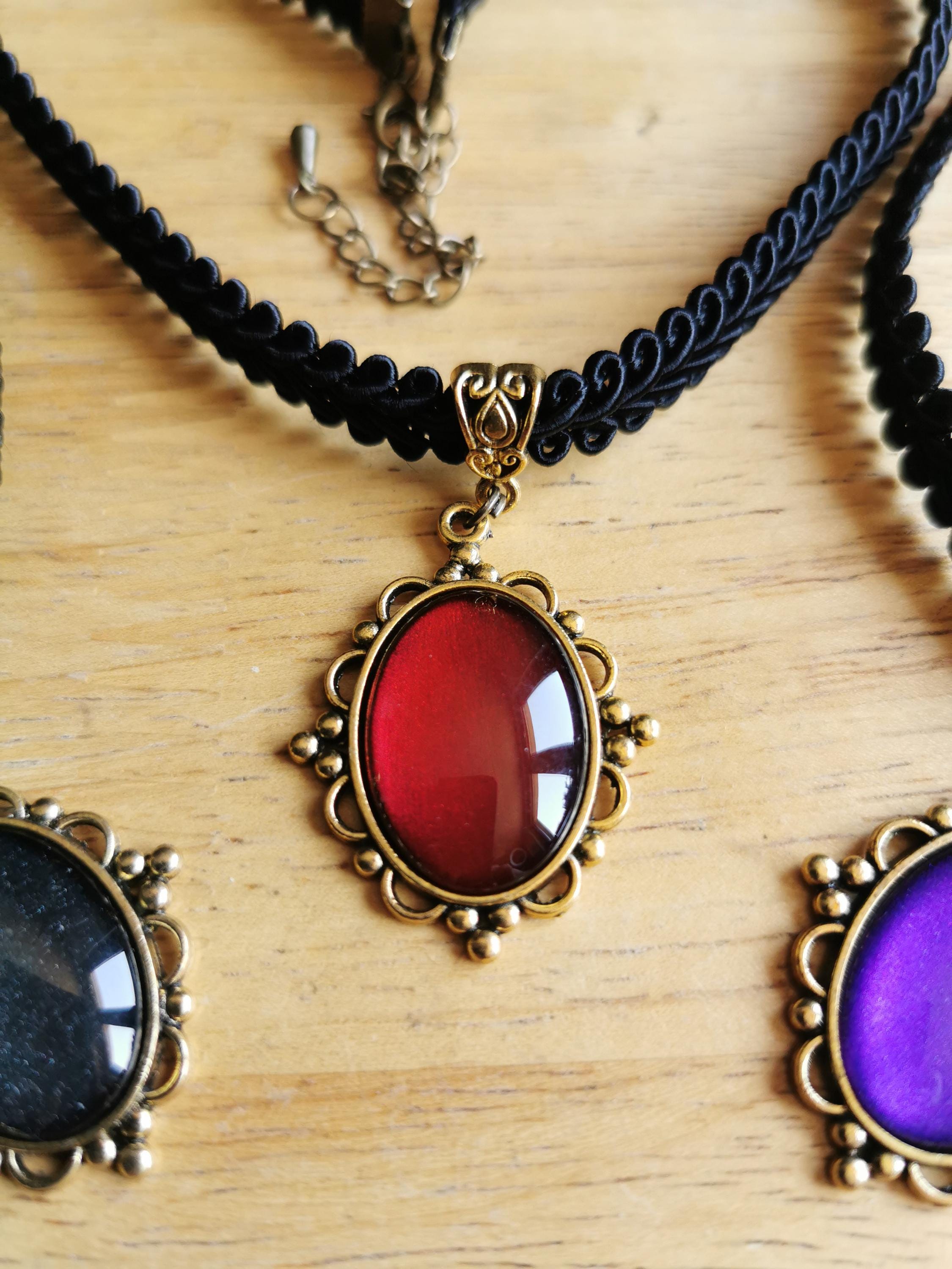 Choker schwarz & Haarclip gold als Schmuckset in Wunschfarbe, Gothic Schmuck als 20er Jahre Accessoire im Dark Academia Style -Jewelry Sets- BloodyBrilliants