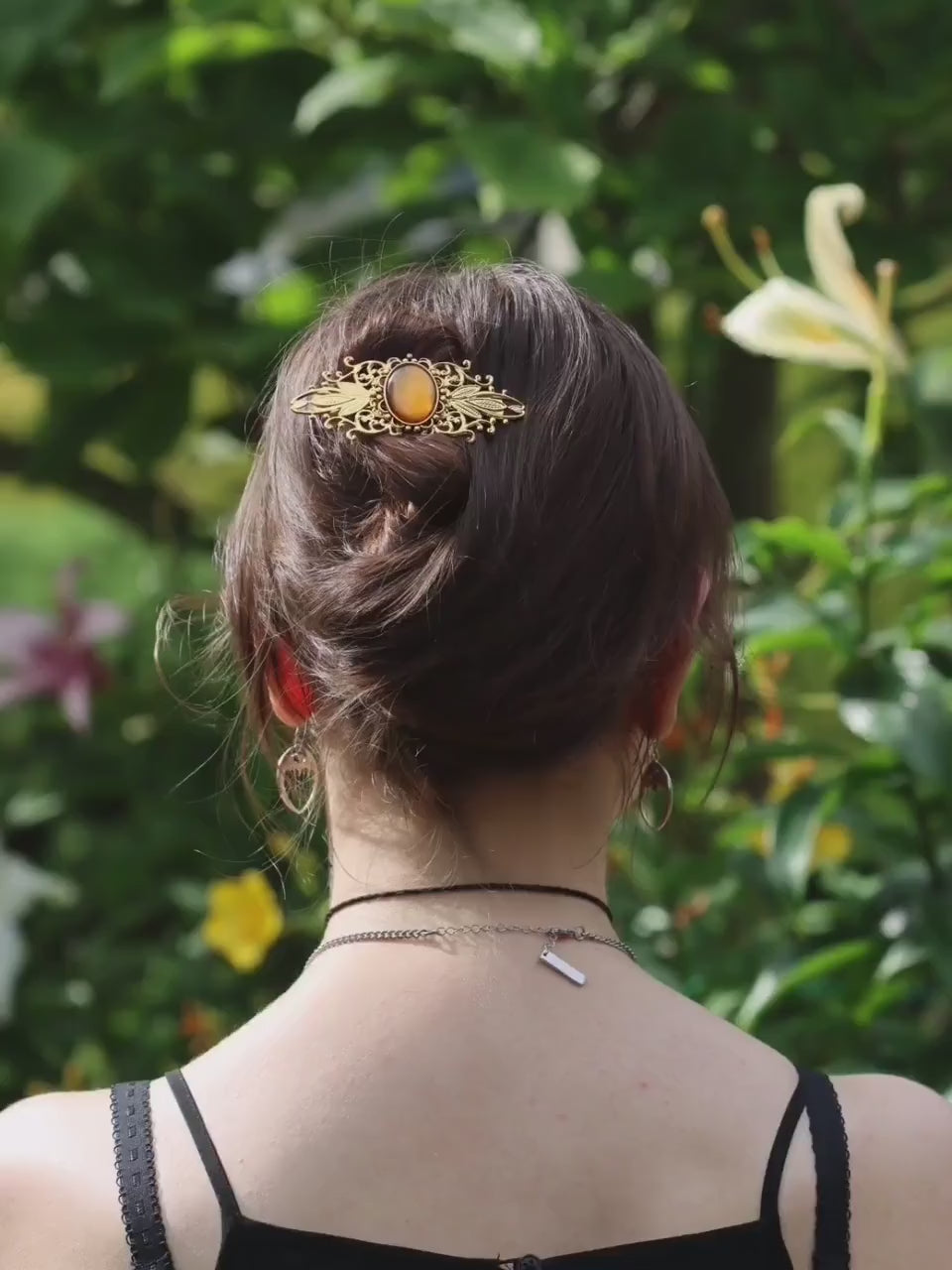 Goldene Haarspange in Wunschfarbe als Vintage Schmuck und 20er Jahre Haarschmuck Gold, Dark Academia Accessoire & Mittelalter Haarschmuck