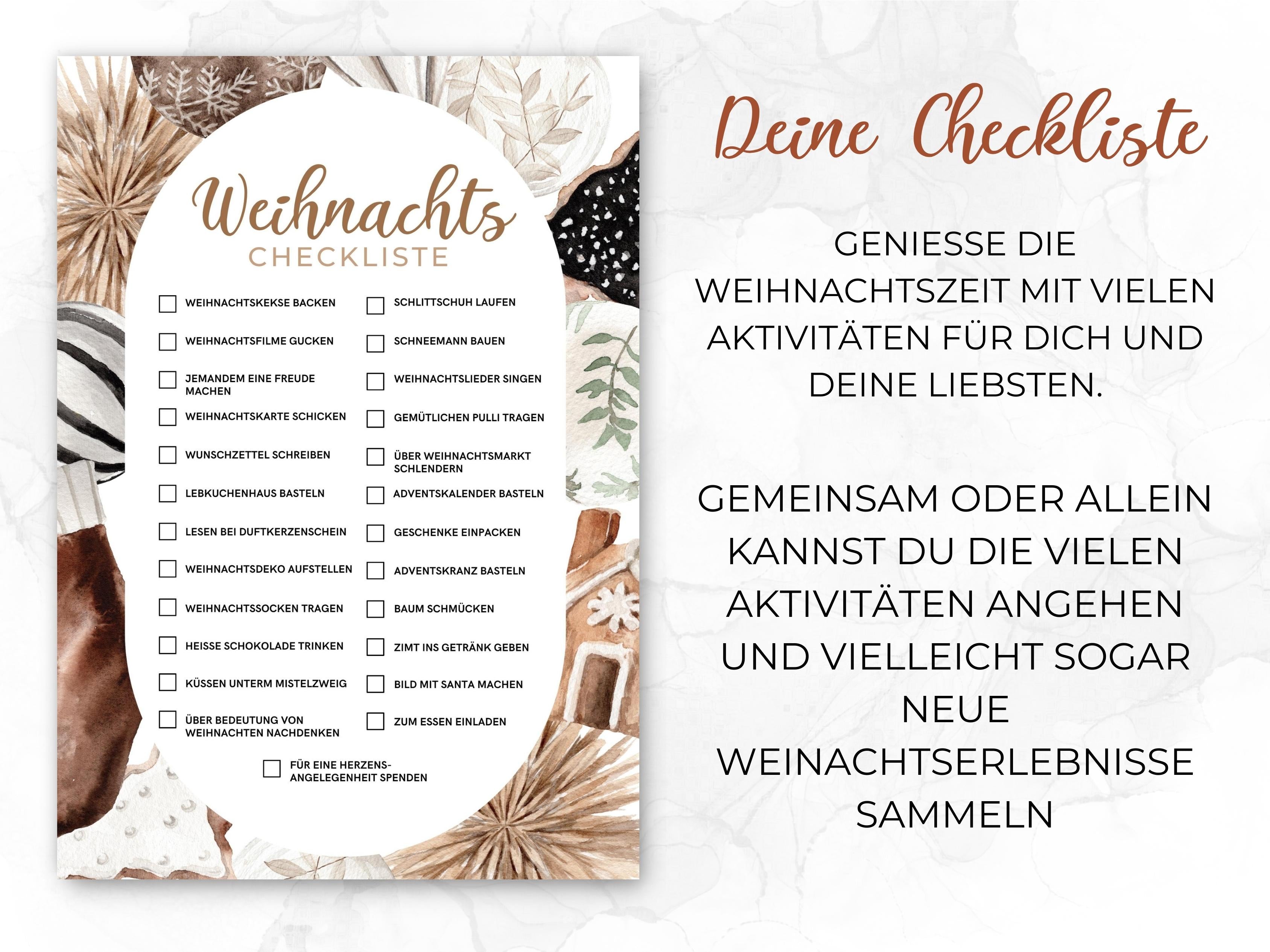 Weihnachten Checklisten in beige