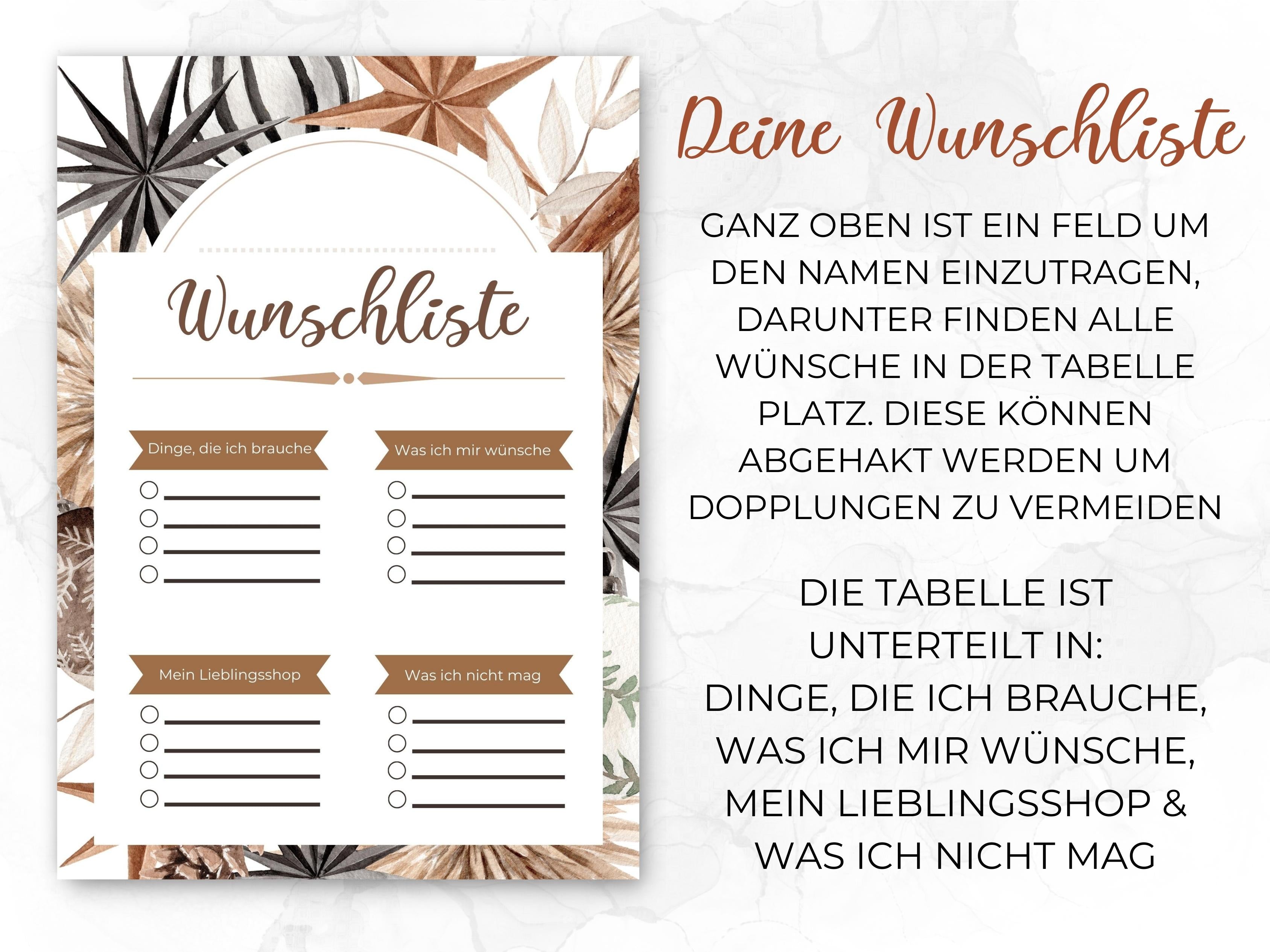 Weihnachten Checklisten in beige