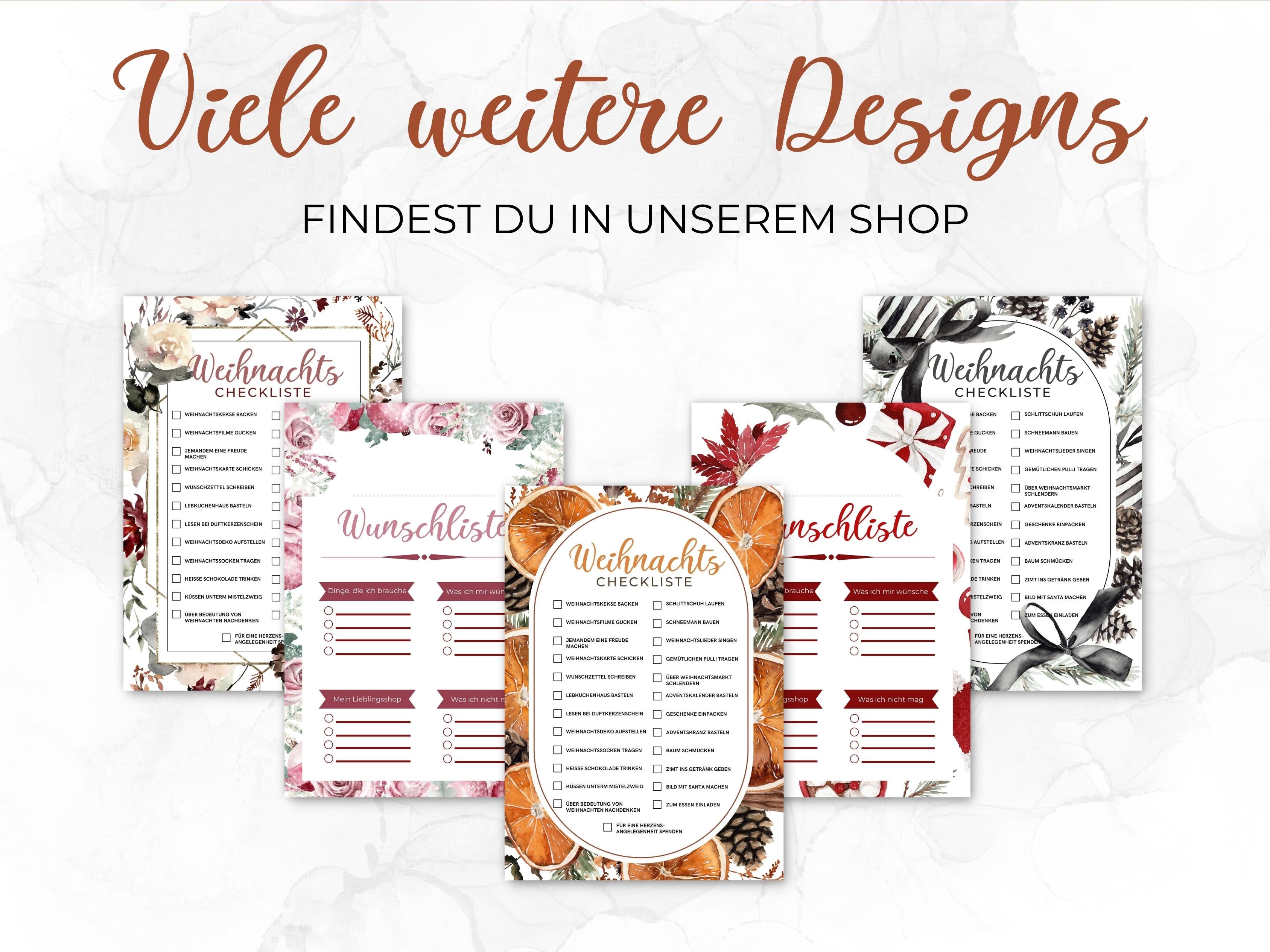 Weihnachten Checklisten in beige