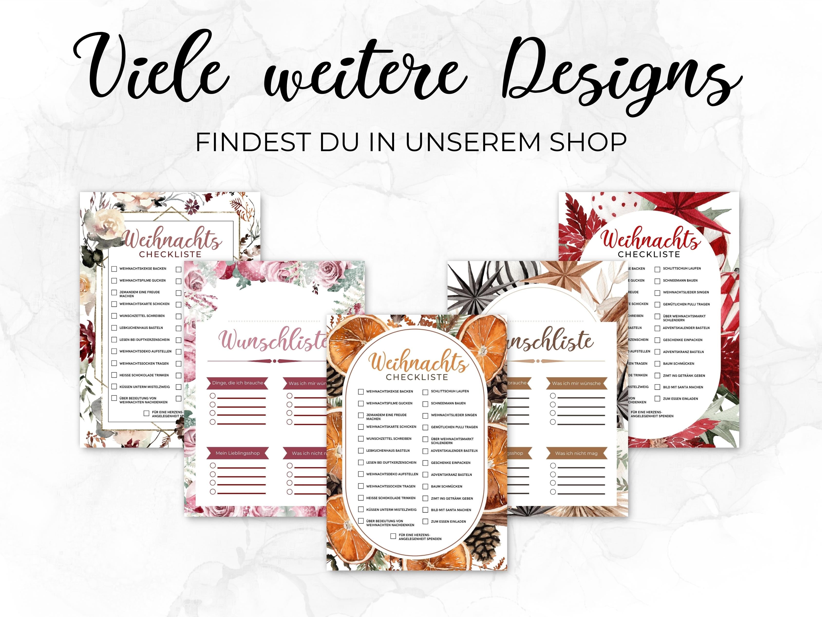 Weihnachten Checklisten in Schwarz-weiß