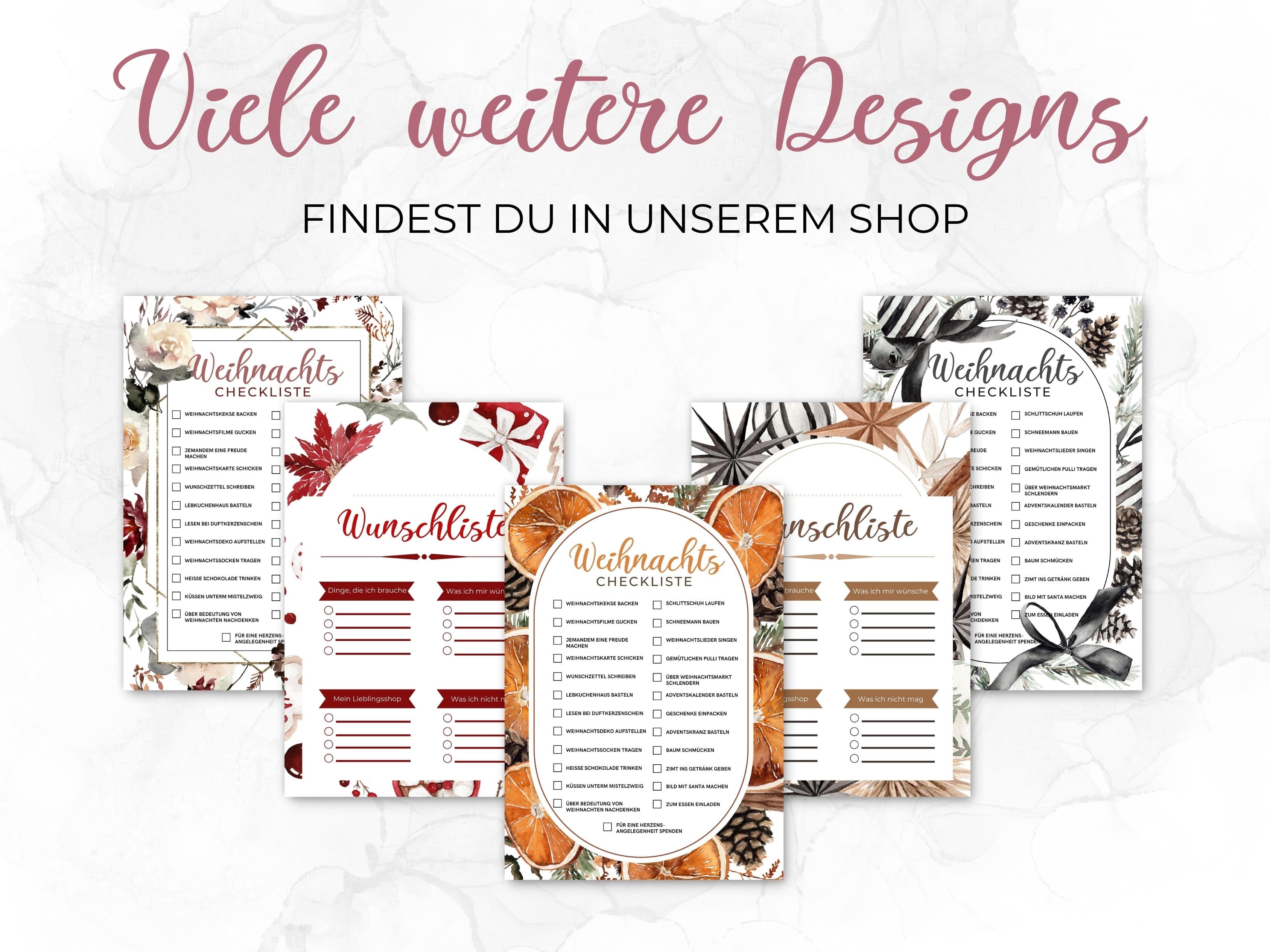 Weihnachten Checklisten in Rosa