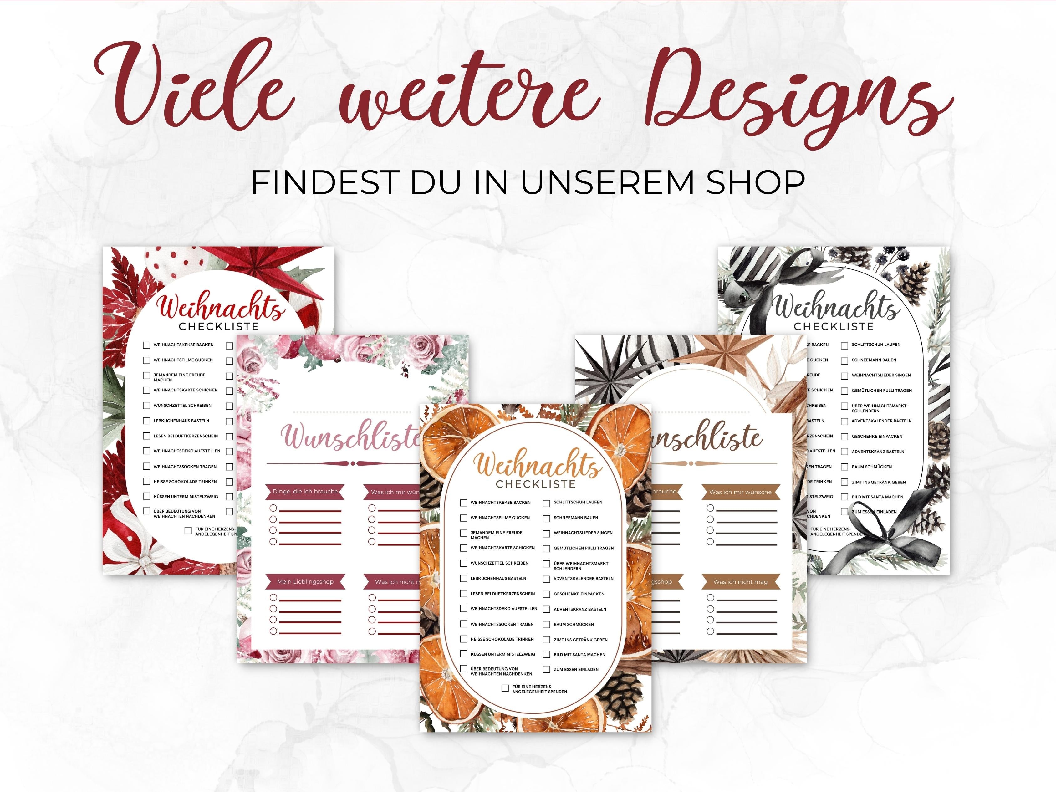 Weihnachten Checklisten in Floral