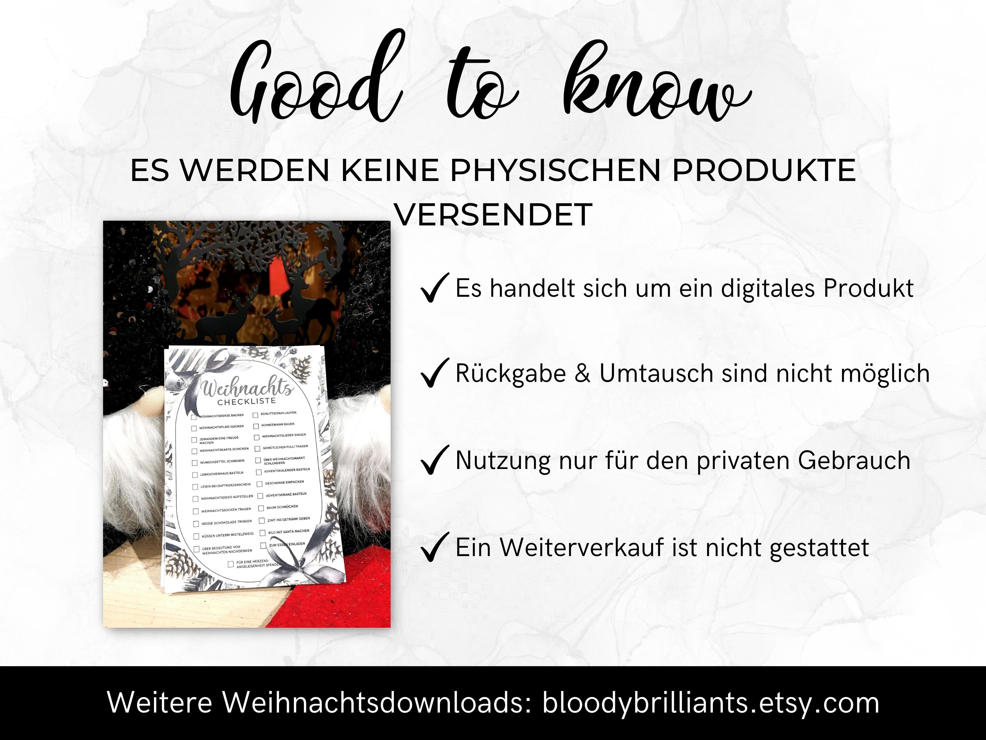 Weihnachten Checklisten in Schwarz-weiß