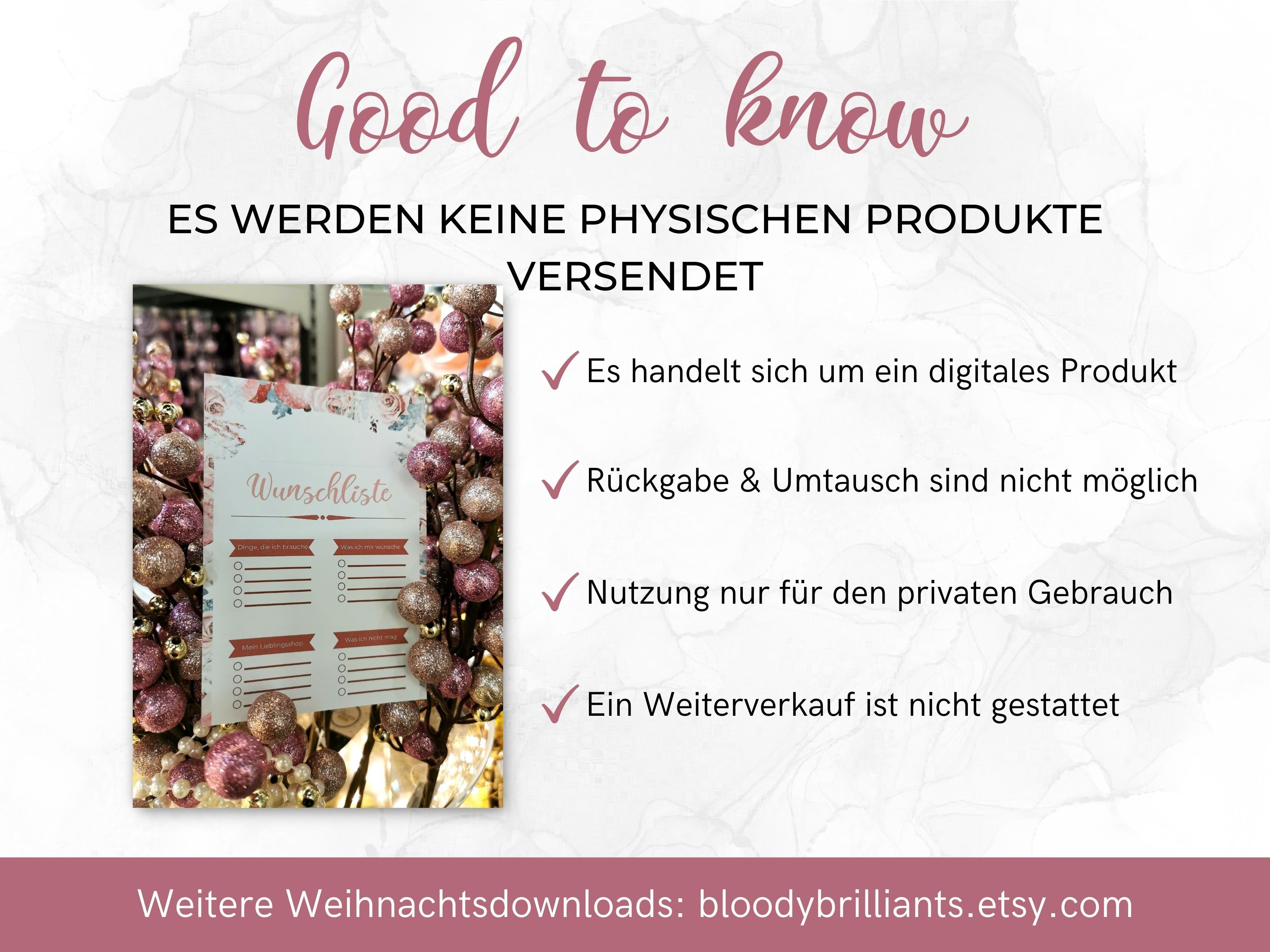 Weihnachten Checklisten in Rosa
