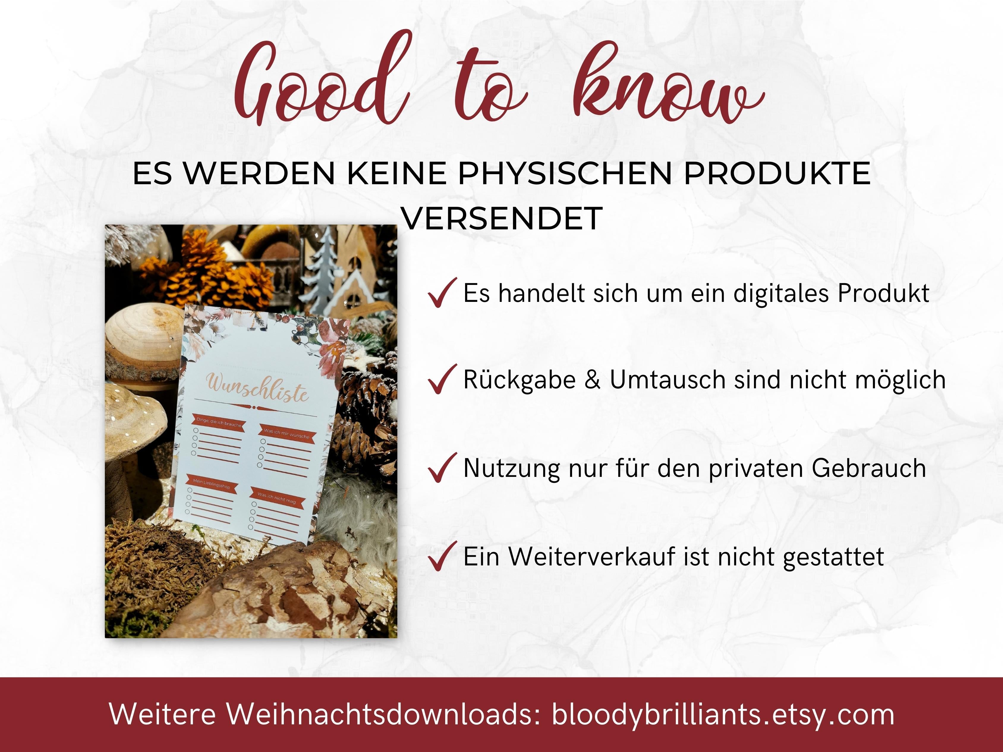 Weihnachten Checklisten in Floral