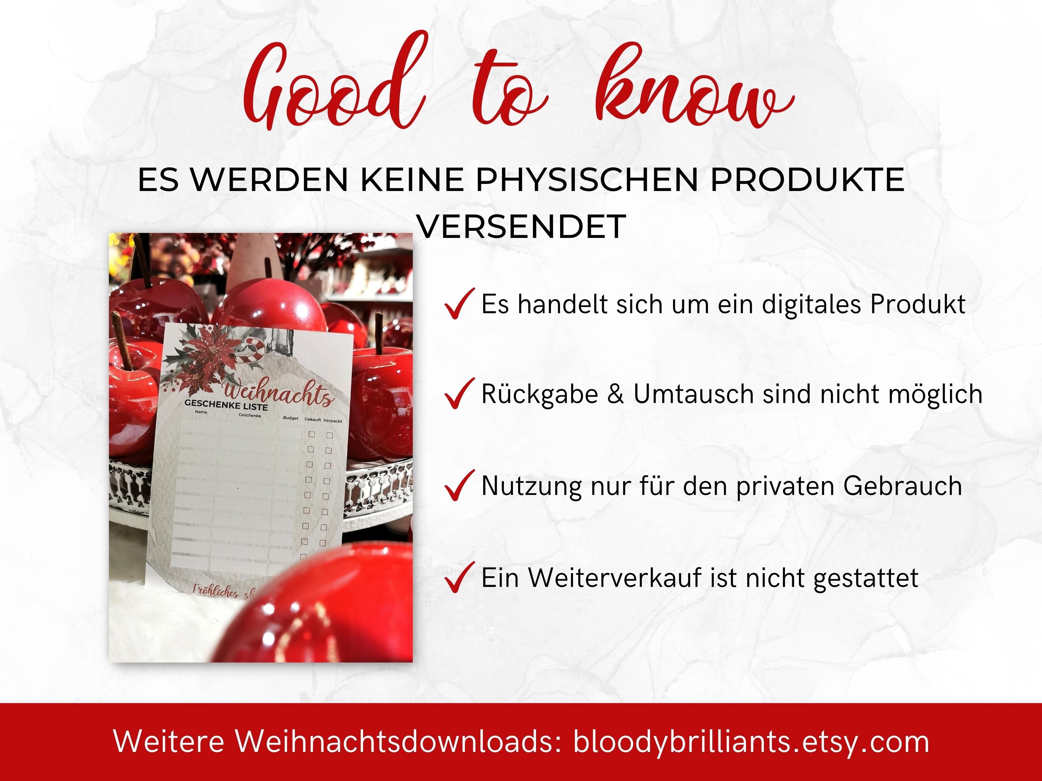 Weihnachten Checklisten in rot weiß