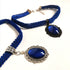 Choker Posament blau mit Anhänger Oval