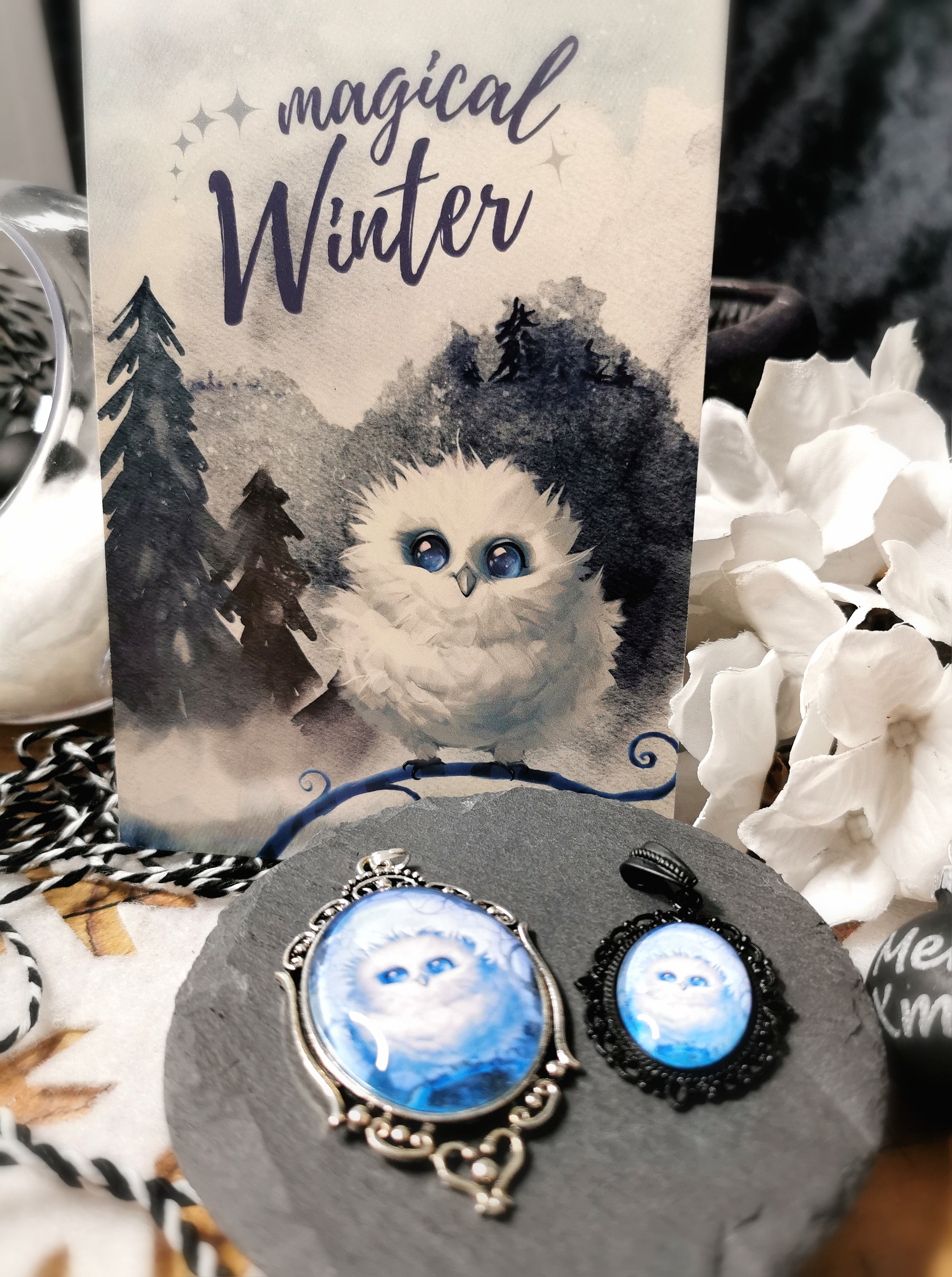 Eule Motivschmuck Magical Winter Mond